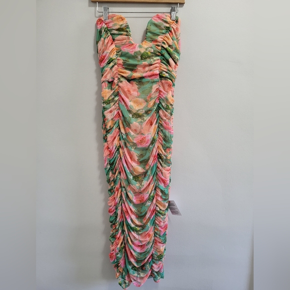 ASOS Dresses & Skirts - ASOS NWT Design U-Wire Bandeau Strapless Ruched Floral Maxi Dress Size 14